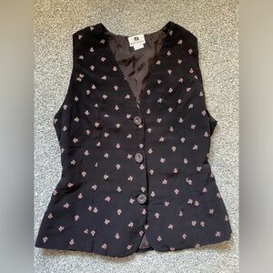 Fantasia 90’s whimsical witchy black and pink button up vest (S)